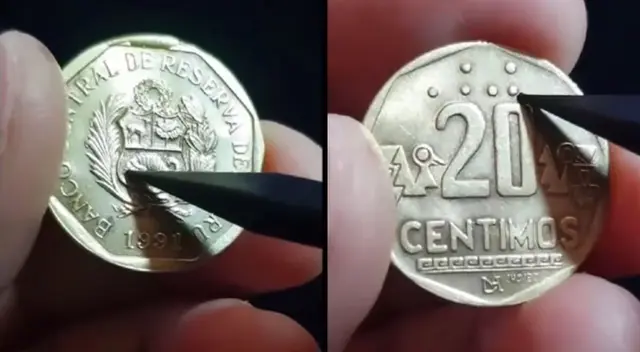 Moneda de 20 céntimos de 1991 tiene símbolos ocultos Moneda de 20 céntimos de 1991 tiene símbolos ocultos