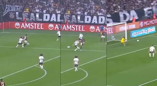 Alex Valera asustó a Corinthians: aguantó y de media vuelta sacó el remate que pudo terminar en gol para la ‘U’. Alex Valera asustó a Corinthians: aguantó y de media vuelta sacó el remate que pudo terminar en gol para la ‘U’.