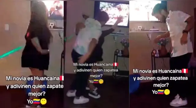 Un joven venezolano reto a una peruana a bailar bailar huayno y es viral en TikTok.
