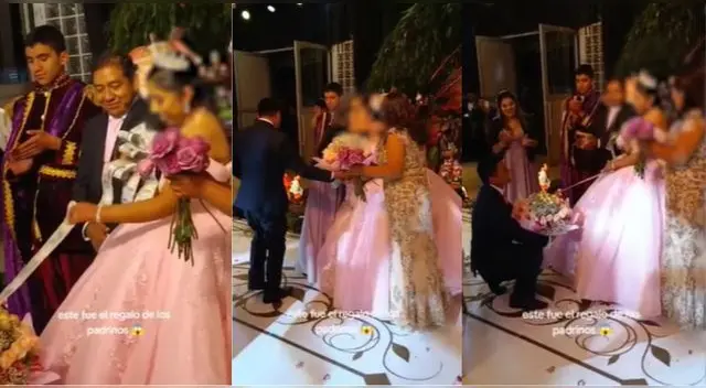 Padrinos de Juliaca regalan fajo de billetes a quinceañera y escena es viral en TikTok.