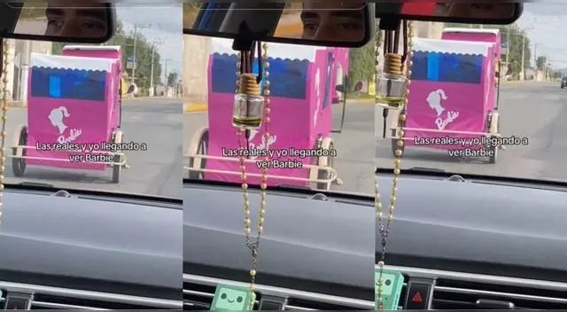 Joven peruana vio una mototaxi de Barbie y escena es viral en TikTok.