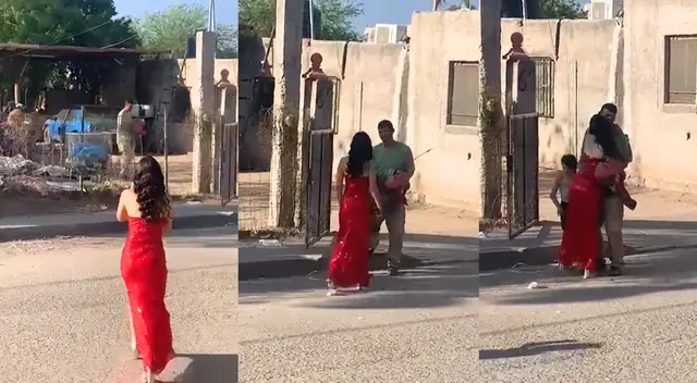 Su padre en un comienzo no quería abrazarlo para no ensuciar su vestido. Su padre en un comienzo no quería abrazarlo para no ensuciar su vestido.