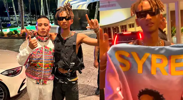 Jaden Smith se lució muy feliz por el presente. Jaden Smith se lució muy feliz por el presente.