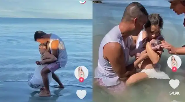 Venezolana da a luz a su bebé bajo el mar y en TikTok hacen polémica.