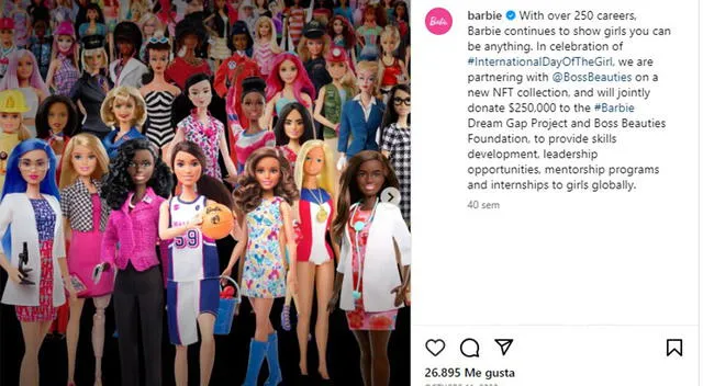  Barbie tiene más de 250 carreras. Foto: Instagram   