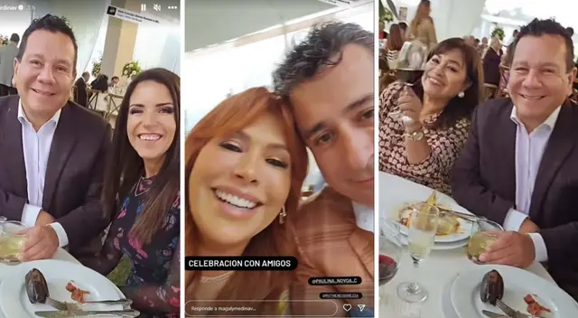 Magaly Medina se luce con sus amistades y su esposo Alfredo Zambrano.