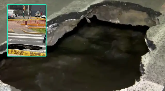 Rotura de tubería causó socavón en San Miguel.