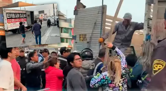 Vecinos de Ate se enfrentan a fiscalizadores. Vecinos de Ate se enfrentan a fiscalizadores.