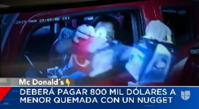 Imágenes de la madre de la menor cuando compró una cajita feliz de <strong>McDonald’s</strong> hace cuatro años. Crédito: Univisión   