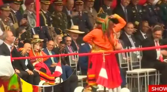 Un danzante rompió los protocolos y se subió al estrado de invitados en el desfile militar.