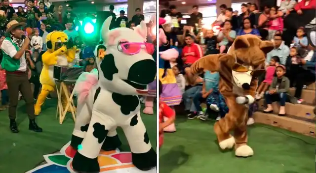 La 'vaca lola' se presentó en un centro comercial y video es viral