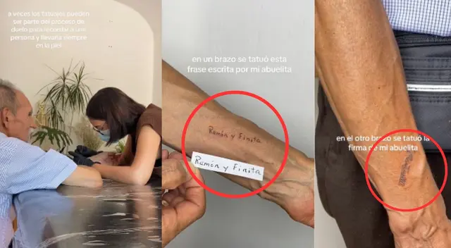 El señor recibió la ayuda de su nieta wue se dedica a hacer tatuajes.