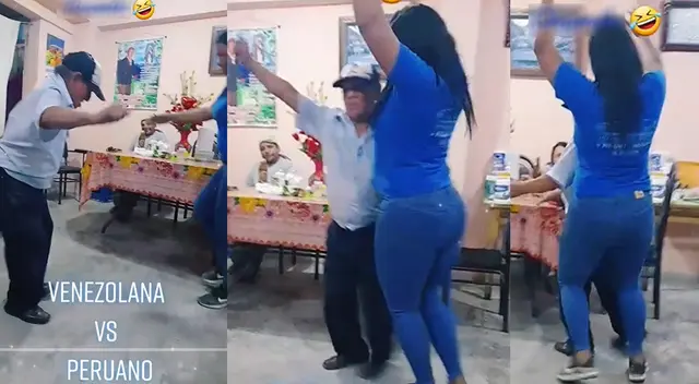 Venezolana se enfrenta a peruano en huayno y lo deja ‘chiquito’ con sus singulares pasos.