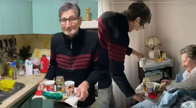 El abuelito de 80 años llevó el desayuno a la cama a su esposa y escena hizo llorar a miles en TikTok.