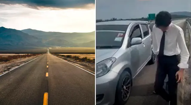 Joven se queda en medio de la carretera al ser abandonado por su familia tras hacer una parada para ir al baño.