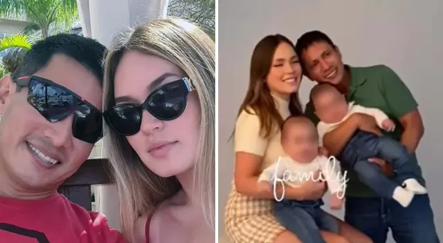 Renzo Costa, Thalía Alva y sus mellizos en una tierna sesión de fotos.