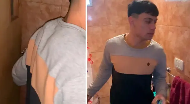 Un joven argentino decidió grabar el momento en el que su albañil cometió un error en el baño de su casa.