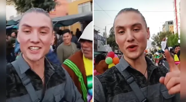 Turista extranjero se puso a bailar en pasacalle por aniversario de Arequipa y pasitos son un éxito