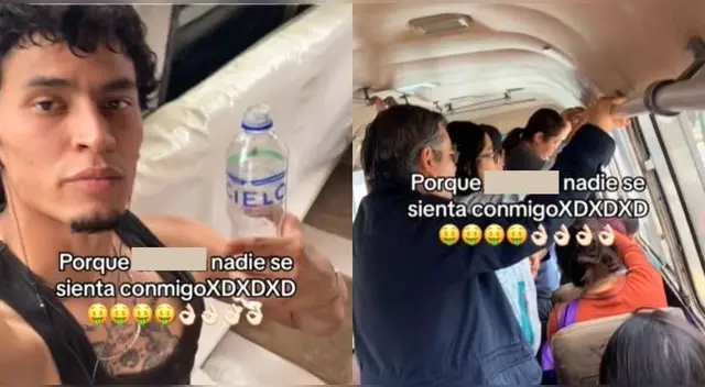 Joven sorprendido al ver que nadie quiere sentarse a su costado en combi y se vacilan en TikTok