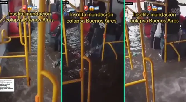 Las inundaciones en Argentina causaron pánico entre los pasajeros de un bus. Las inundaciones en Argentina causaron pánico entre los pasajeros de un bus.