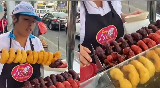 Peruana sorprende en TikTok con picarones de fresa y maíz morado en esquina de Gamarra