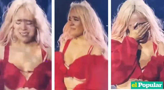 Karol G no pudo evitar llorar al agradecer la recepción del público.