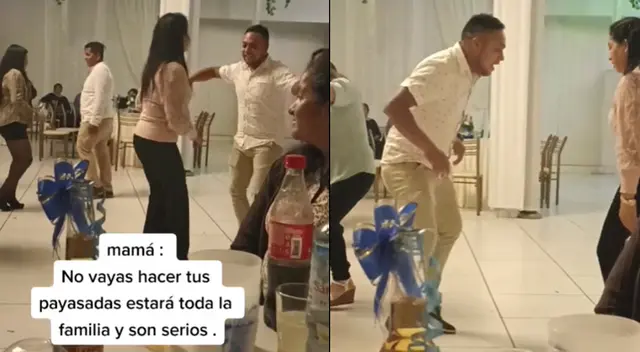 Le advierte que no haga “payasadas” en fiesta familiar, sin imaginar lo que haría al bailar huayno peruano y es viral.