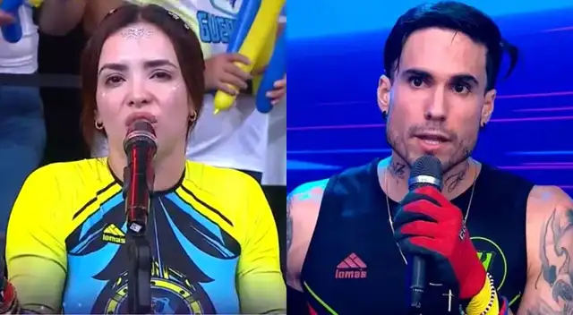 Gino Assereto encara a Rosángela Espinoza en 'Esto es guerra'.