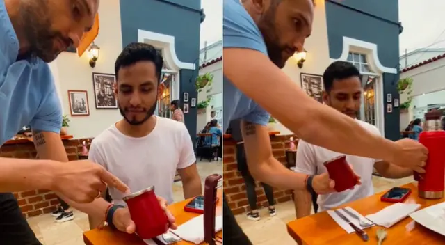 Hernán Barcos compartió con un hincha un mate.