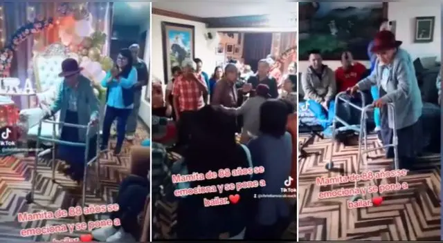Hijos sorprenden con serenata a su madre de 88 años y baila huayno en Tarma.