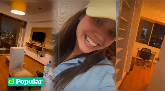 Andrea San Martín muestra el primer departamento que se compró.