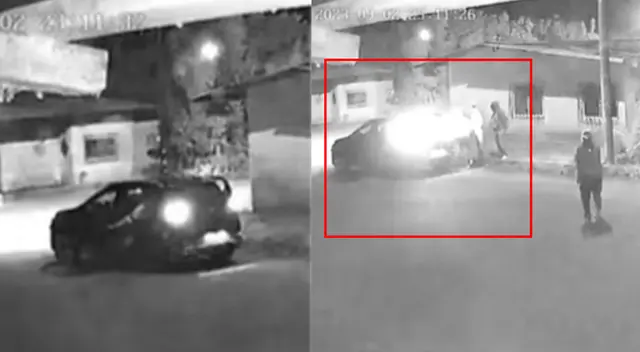 El preciso momento de la huída de los delincuentes tras disparar contra vivienda. El preciso momento de la huída de los delincuentes tras disparar contra vivienda.