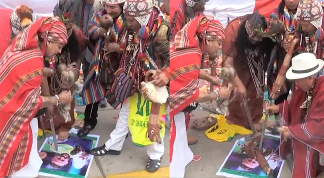 Un grupo de chamanes intenta dar una 'ayudita' a Perú en la previa al partido contra Brasil.