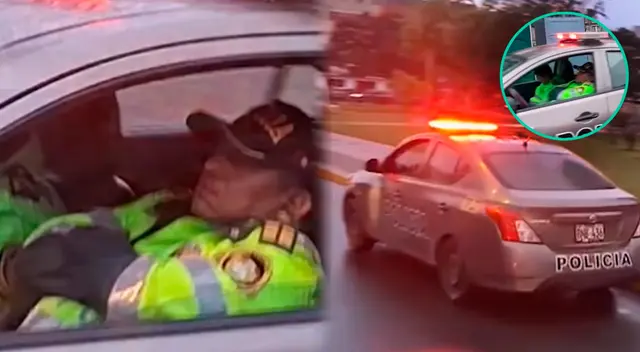 Policías que se encontraban patrullando en estado de emergcia son captados durmiendo en SMP.