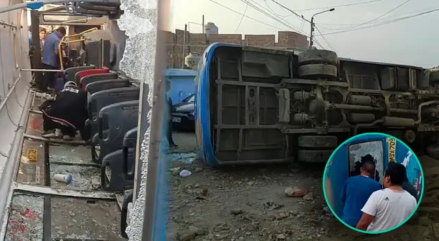 Bus de transporte pública terminó volcandose en el distrito de La Esperanza, Trujillo. Bus de transporte pública terminó volcandose en el distrito de La Esperanza, Trujillo.