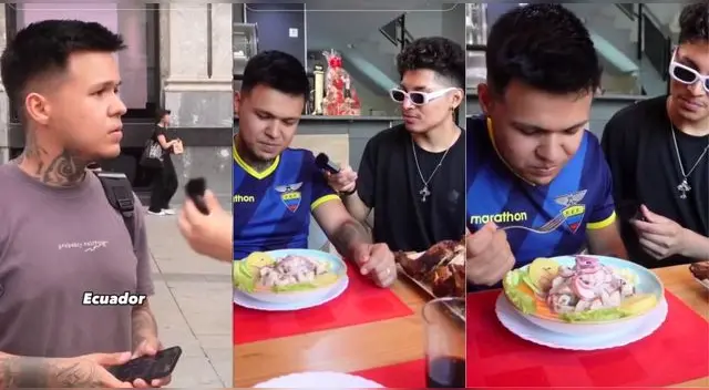 Ecuatoriano afirma que ceviche es de su país, pero prueba el de Perú y cambia de parecer.
