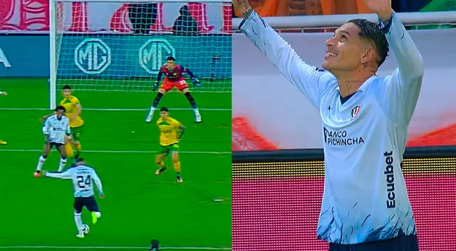 Paolo Guerrero anota un soberbio remate ante Defensa y Justicia para darle la victoria parcial al conjunto ecuatoriano. Paolo Guerrero anota un soberbio remate ante Defensa y Justicia para darle la victoria parcial al conjunto ecuatoriano.