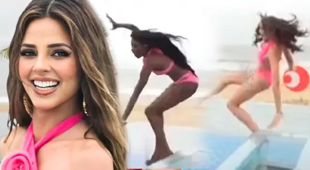 Luciana Fuster por lo alto en el Miss Grand International 2023.