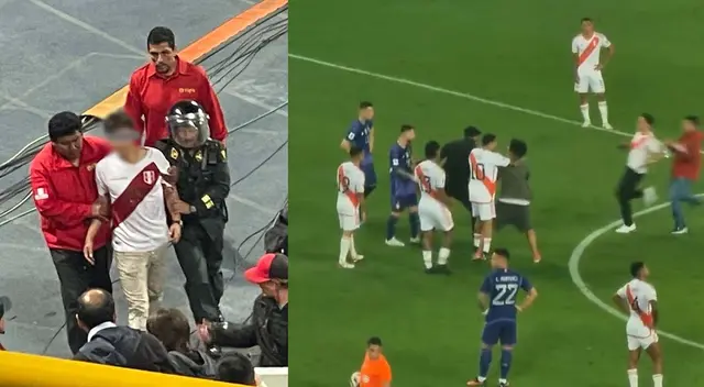 Varios hinchas se metieron a la cancha para estar cerca a Lionel Messi.