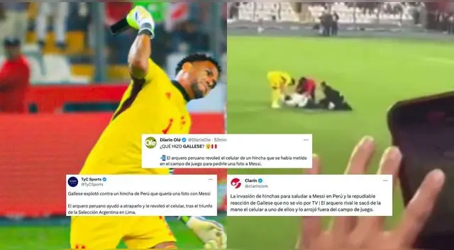 Prensa argentina molesta con Pedro Gallese por tirar celular de hincha de Lionel Messi Prensa argentina molesta con Pedro Gallese por tirar celular de hincha de Lionel Messi