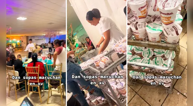 Organizadores de quinceañero dan sopa Maruchan a invitados y es viral en TikTok