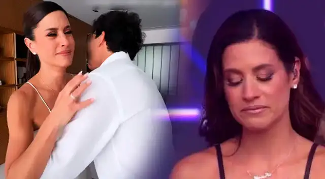 María Pía Copello llora junto a sus hijos.