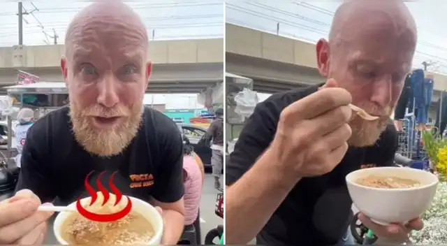 El hombre escocés no dudó en compartir su opinión sobre el sabor del particular postre. El hombre escocés no dudó en compartir su opinión sobre el sabor del particular postre.