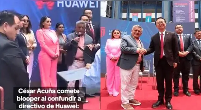 César Acuña comete blooper en ceremonia con directivo de Huawei y es viral en TikTok.