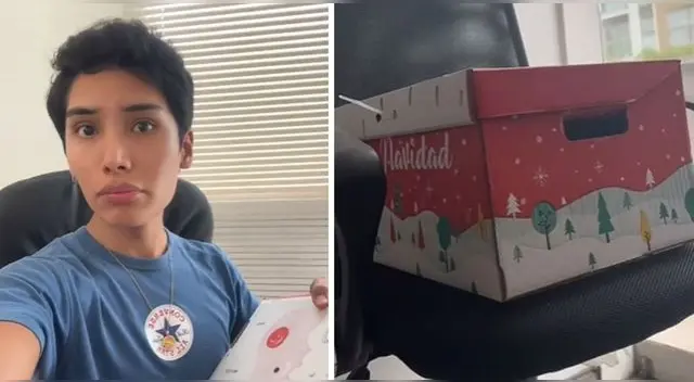 Joven no dudó en expresar su molestia con la canasta que recibió por Navidad.