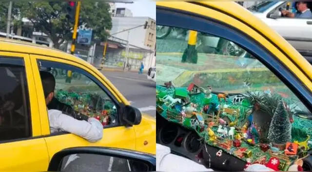 Taxista arma nacimiento en la parte delantera de su vehículo y escena es viral en TikTok. Taxista arma nacimiento en la parte delantera de su vehículo y escena es viral en TikTok.