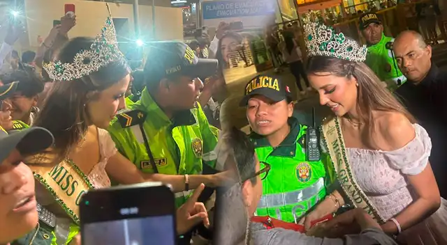 Luciana Fuster resguardada por la Policía Nacional al llegar al Perú.