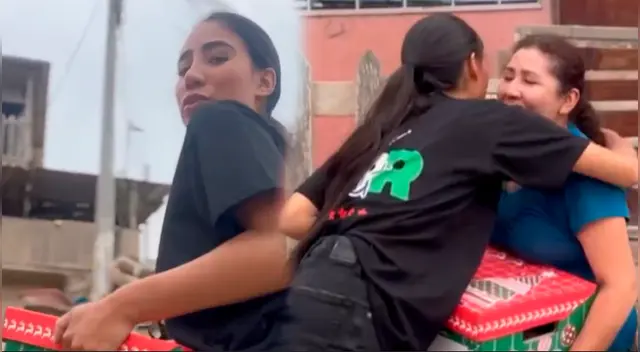 Samahara Lobatón lleva canastas a personas que más lo necesitan. Samahara Lobatón lleva canastas a personas que más lo necesitan.