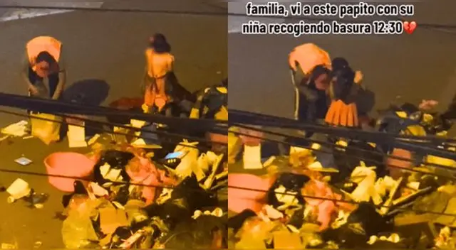Padre e hija fueron captados buscando algo que comer por Navidad entre la basura y escena es viral en TikTok. Padre e hija fueron captados buscando algo que comer por Navidad entre la basura y escena es viral en TikTok.