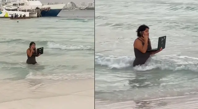 Peculiar escena desde una playa generó diversos comentarios de usuarios en redes sociales.